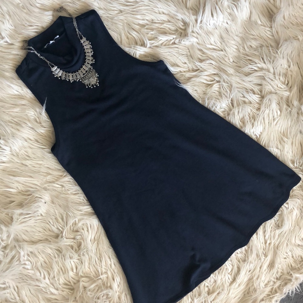 Navy blue knit swing dress